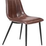 Brown Faux Leather Scoop Dining Chair with Tufted Seat (Set of 2) 11 Brown Faux Leather Scoop Dining Chair with Tufted Seat (Set of 2)