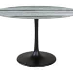 Round Marble Dining Table with Steel Base - Gray & Black 10 Round Marble Dining Table with Steel Base - Gray & Black