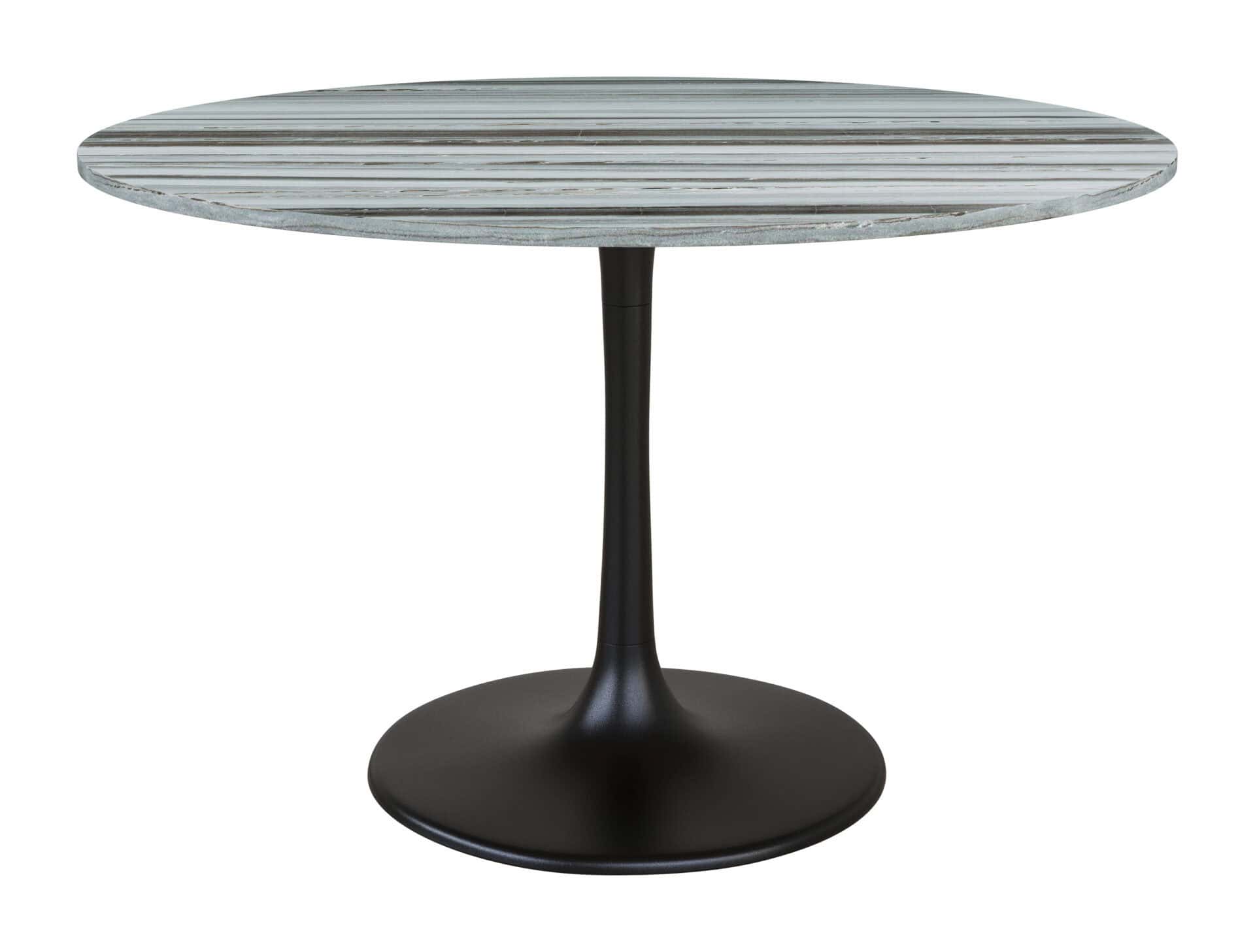Round Marble Dining Table with Steel Base - Gray & Black 2 Round Marble Dining Table with Steel Base - Gray & Black - Image 2