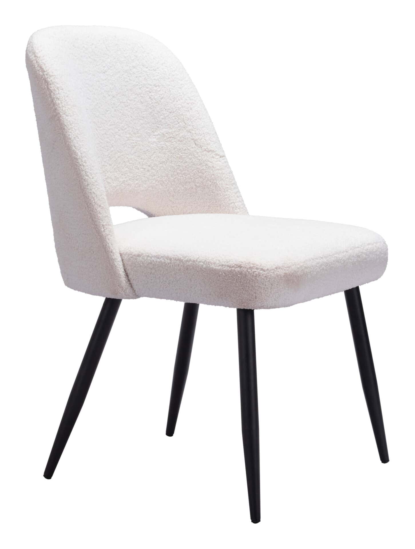 Ivory Shearling Style Dining Chairs with Steel Legs (Set of 2) 9 Ivory Shearling Style Dining Chairs with Steel Legs (Set of 2) - Image 9