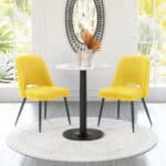 Yellow Shearling-Style Dining Chair with Steel Legs (Set of 2) 13 Yellow Shearling-Style Dining Chair with Steel Legs (Set of 2)