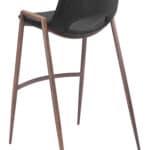 Mid Century Modern Black & Walnut Barstool with Footrest (Set of 2)
