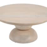 Natural Mango Wood Coffee Table with Round Top and Rubber Feet