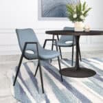 Mid-Century Modern Faux Leather Dining Chair with Armrests, Gray (Set of 2)