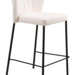 Cream Tufted Upholstery Counter Stool with Footrest (Set of 2) 9 Cream Tufted Upholstery Counter Stool with Footrest (Set of 2)