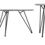 Modern Gray & Black Round Coffee Table Set with Steel Frame (2-Piece)