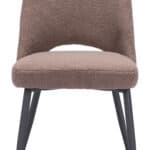 Modern Boho Dining Chair with Shearling Fabric and Steel Legs (Set of 2)