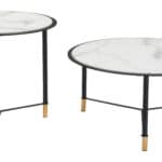 Mid-Century Modern Marble-Print Coffee Table Set (Set of 2) 12 Mid-Century Modern Marble-Print Coffee Table Set (Set of 2)