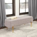 Oatmeal Beige Storage Bench with Hidden Compartment and Steel Legs 9 Oatmeal Beige Storage Bench with Hidden Compartment and Steel Legs