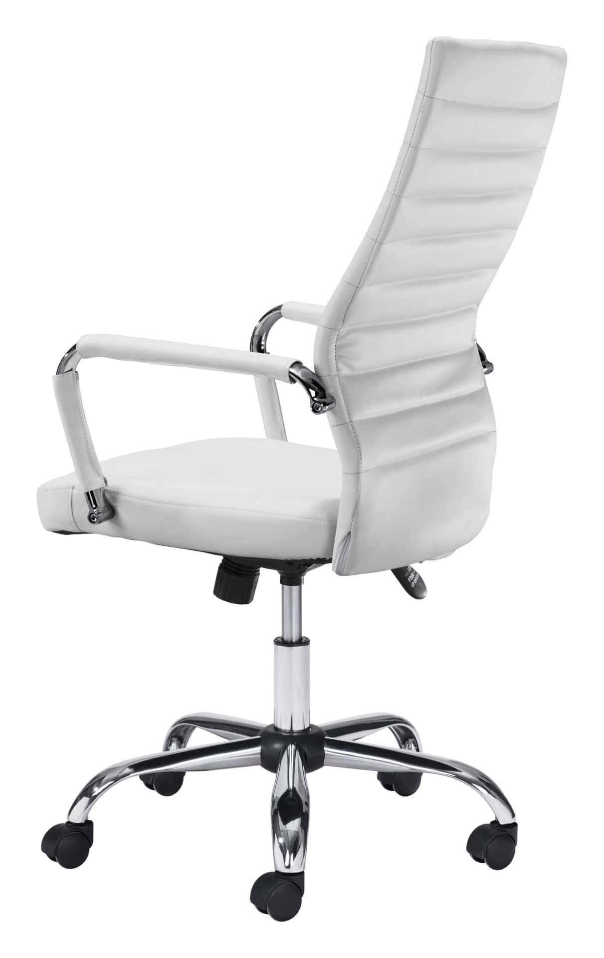 White Faux Leather Office Chair with Adjustable Height and Swivel Base 6 White Faux Leather Office Chair with Adjustable Height and Swivel Base - Image 6