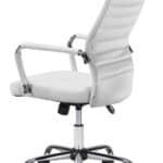 White Faux Leather Office Chair with Adjustable Height and Swivel Base 14 White Faux Leather Office Chair with Adjustable Height and Swivel Base