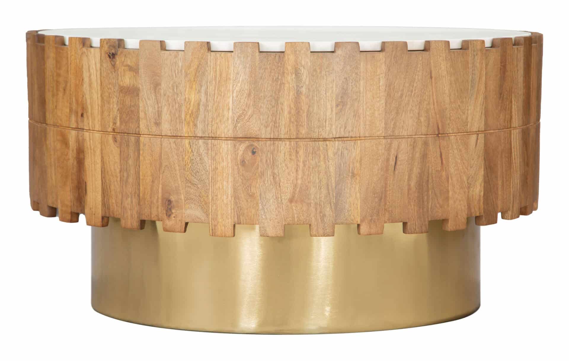 Round Marble Top Coffee Table with Painted Wood Base 5 Round Marble Top Coffee Table with Painted Wood Base - Image 5