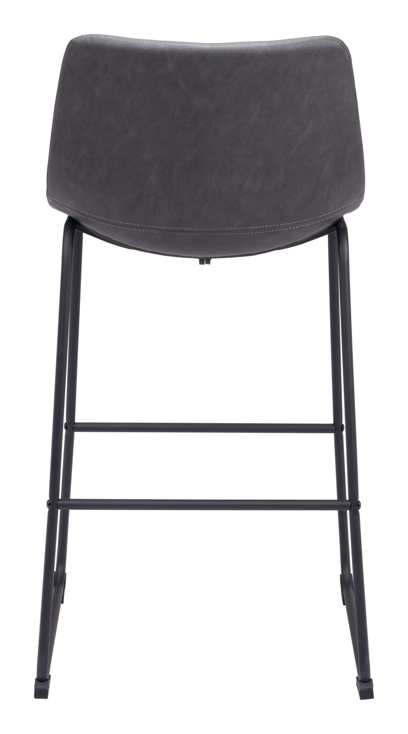 Charcoal Faux Leather Barstools with Matte Black Frame (Set of 2) 6 Charcoal Faux Leather Barstools with Matte Black Frame (Set of 2) - Image 6