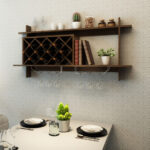 Wall Mounted Wine Rack with Glass Storage Shelf Walnut 9 Wall Mounted Wine Rack with Glass Storage Shelf Walnut