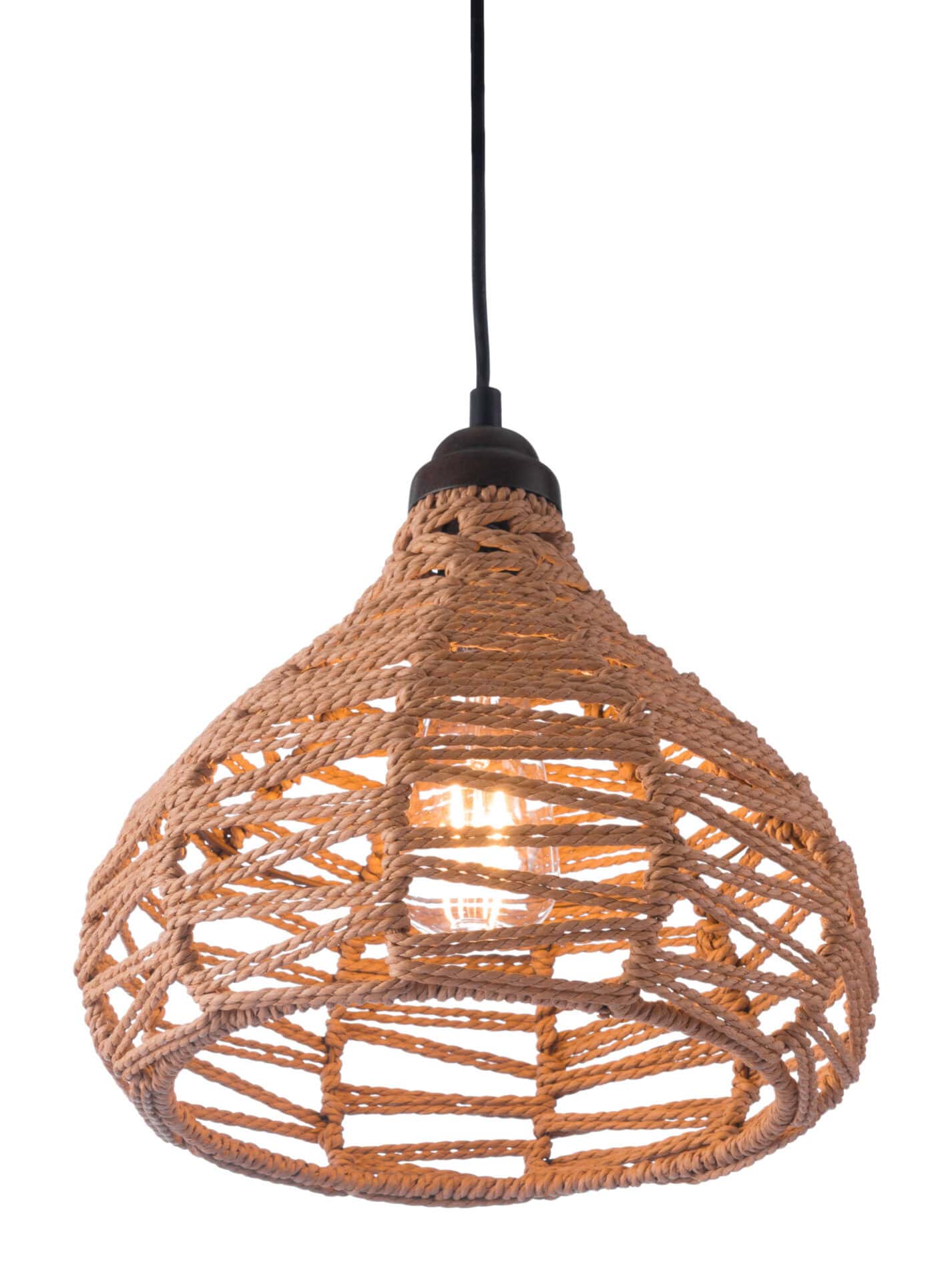 Teardrop Woven Ceiling Lamp with Adjustable Cord - Natural Finish 4 Teardrop Woven Ceiling Lamp with Adjustable Cord - Natural Finish - Image 4