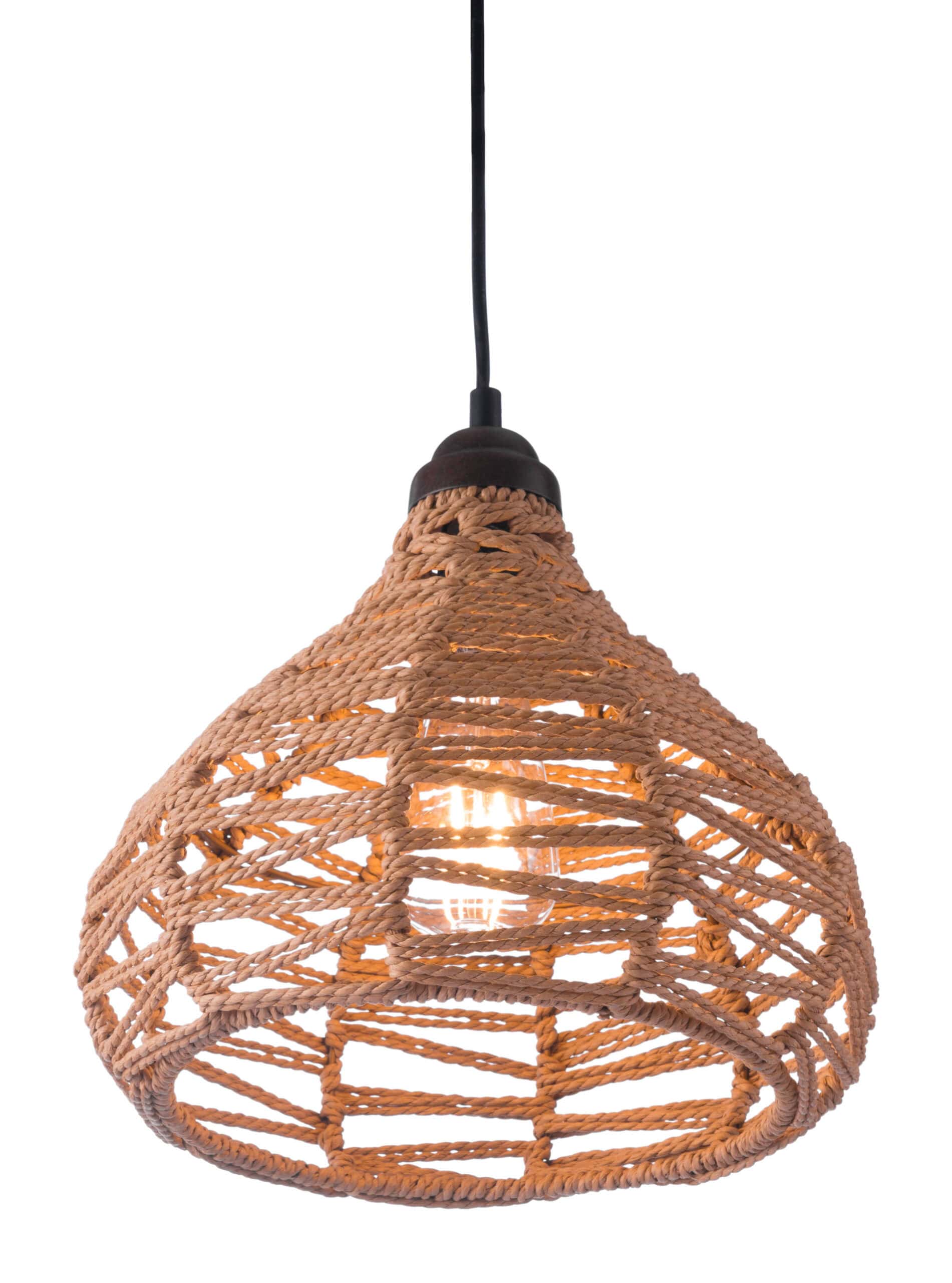 Teardrop Woven Ceiling Lamp with Adjustable Cord - Natural Finish 9 Teardrop Woven Ceiling Lamp with Adjustable Cord - Natural Finish