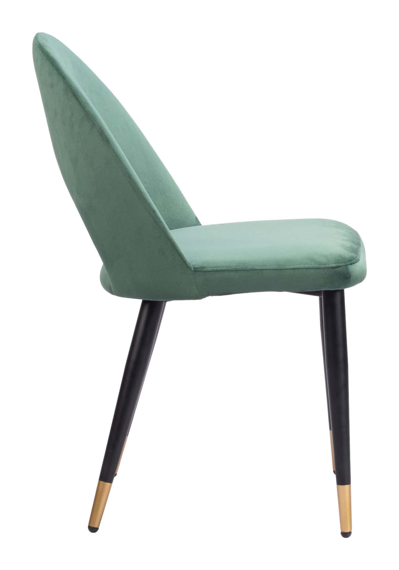 Modern Green Velvet Dining Chair with Steel Base (Set of 2) 4 Modern Green Velvet Dining Chair with Steel Base (Set of 2) - Image 4