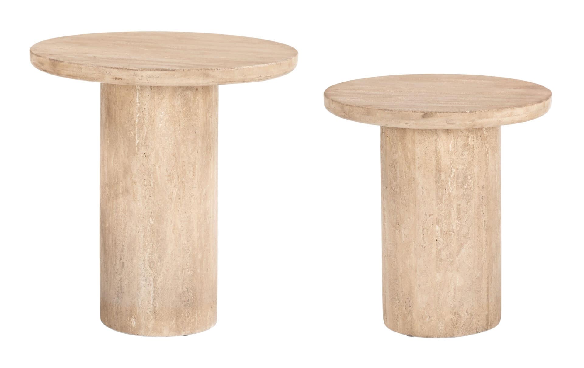 Sleek Modern Accent Tables with Travertine Finish (Set of 2) 3 Sleek Modern Accent Tables with Travertine Finish (Set of 2) - Image 3