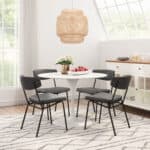 Vintage Black Faux Leather Dining Chair with Steel Frame (Set of 2) 11 Vintage Black Faux Leather Dining Chair with Steel Frame (Set of 2)