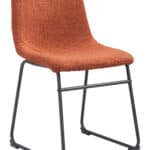 Sculpted Burnt Orange Dining Chair with Metal Base (Set of 2)