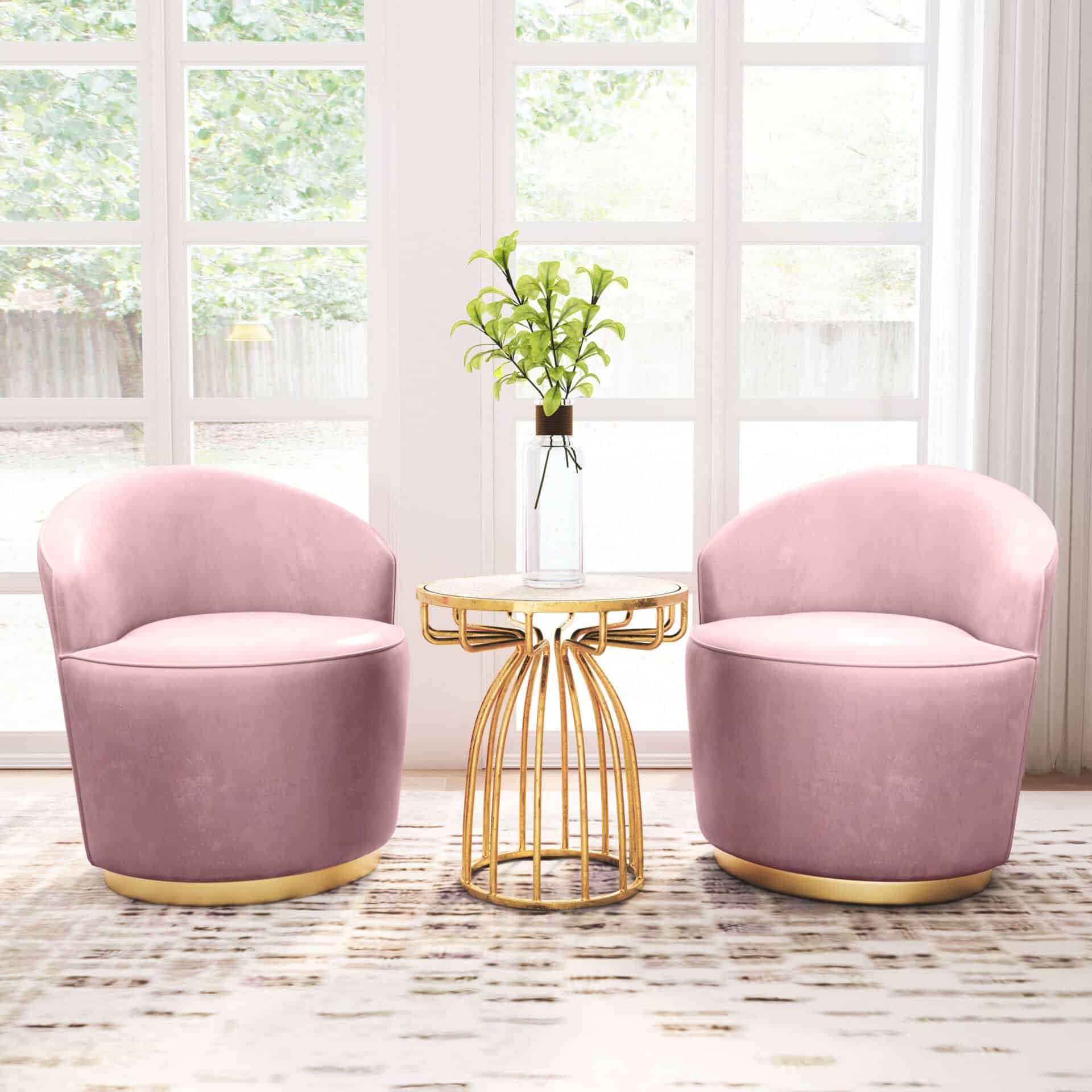 Gold Silo Side Table with White Round Top 1 Gold Silo Side Table with White Round Top