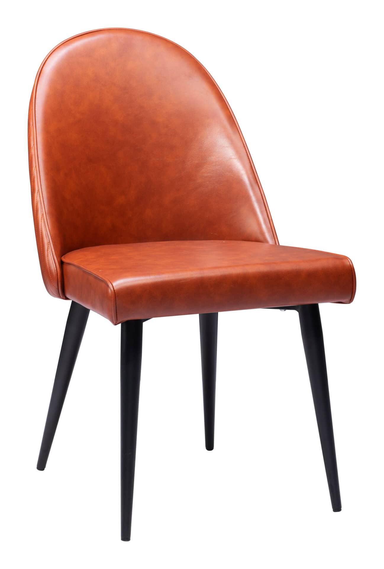 Brown Faux Leather Armless Dining Chairs with Steel Frame (Set of 2) 1 Brown Faux Leather Armless Dining Chairs with Steel Frame (Set of 2)