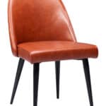 Brown Faux Leather Armless Dining Chairs with Steel Frame (Set of 2) 8 Brown Faux Leather Armless Dining Chairs with Steel Frame (Set of 2)