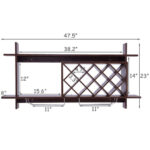 Wall Mounted Wine Rack with Glass Storage Shelf Walnut 12 Wall Mounted Wine Rack with Glass Storage Shelf Walnut