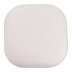 Cream Upholstered Sherpa Ottoman with Wood Veneer Legs 11 Cream Upholstered Sherpa Ottoman with Wood Veneer Legs