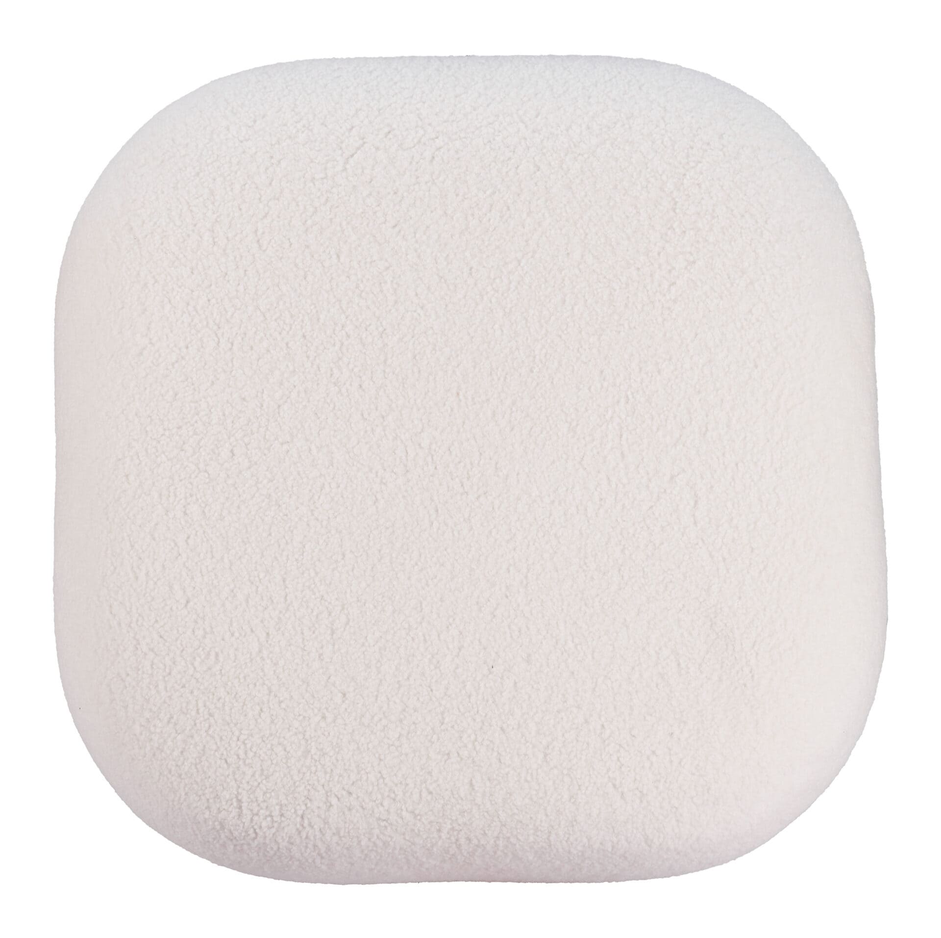 Cream Upholstered Sherpa Ottoman with Wood Veneer Legs 5 Cream Upholstered Sherpa Ottoman with Wood Veneer Legs - Image 5