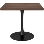 Square Modern Industrial Dining Table with Brown Finish, Seats 4