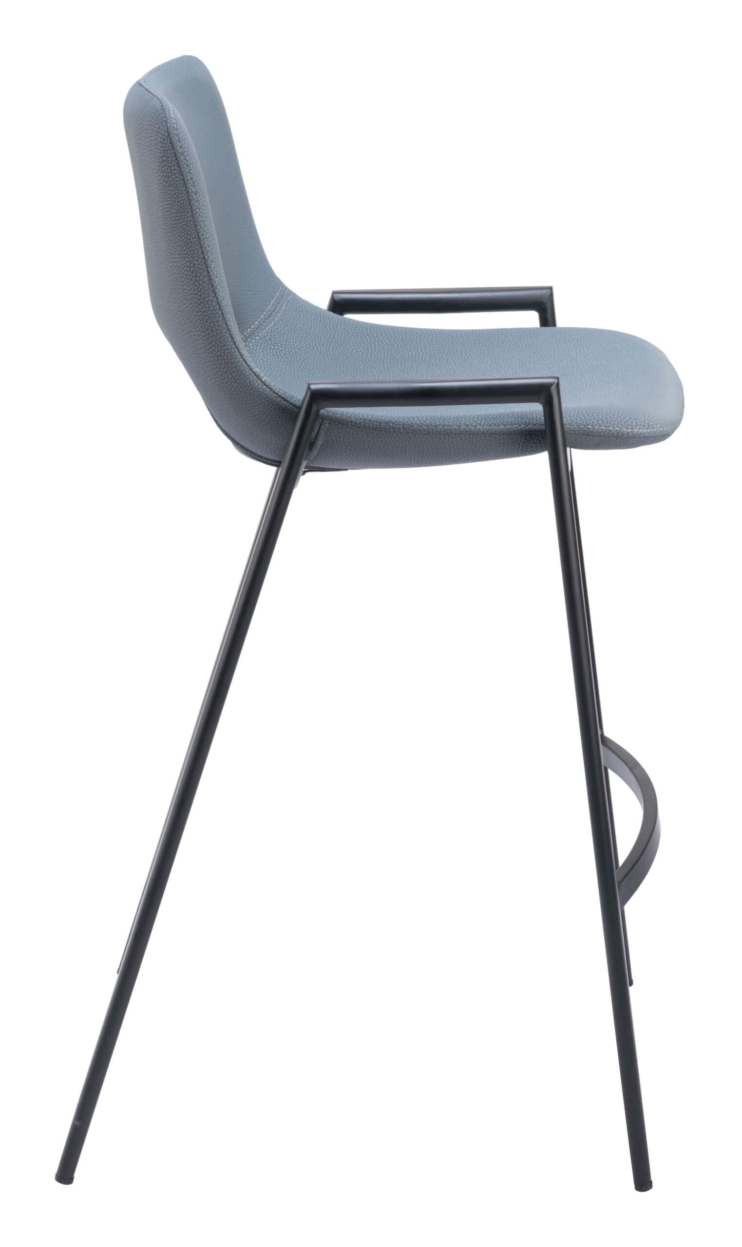 Mid-Century Modern Faux Leather Counter Stool with Armrest (Set of 2)