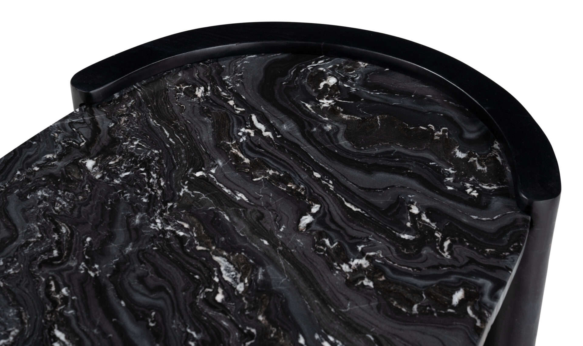 Black Marble Top Coffee Table with Wood Base, Modern Design 6 Black Marble Top Coffee Table with Wood Base, Modern Design - Image 6