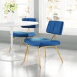 Blue Velvet Accent Chair with Gold Frame (Set of 2) 9 Blue Velvet Accent Chair with Gold Frame (Set of 2)