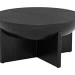 Black Mango Wood Coffee Table with Round Top and Rubber Feet 10 Black Mango Wood Coffee Table with Round Top and Rubber Feet