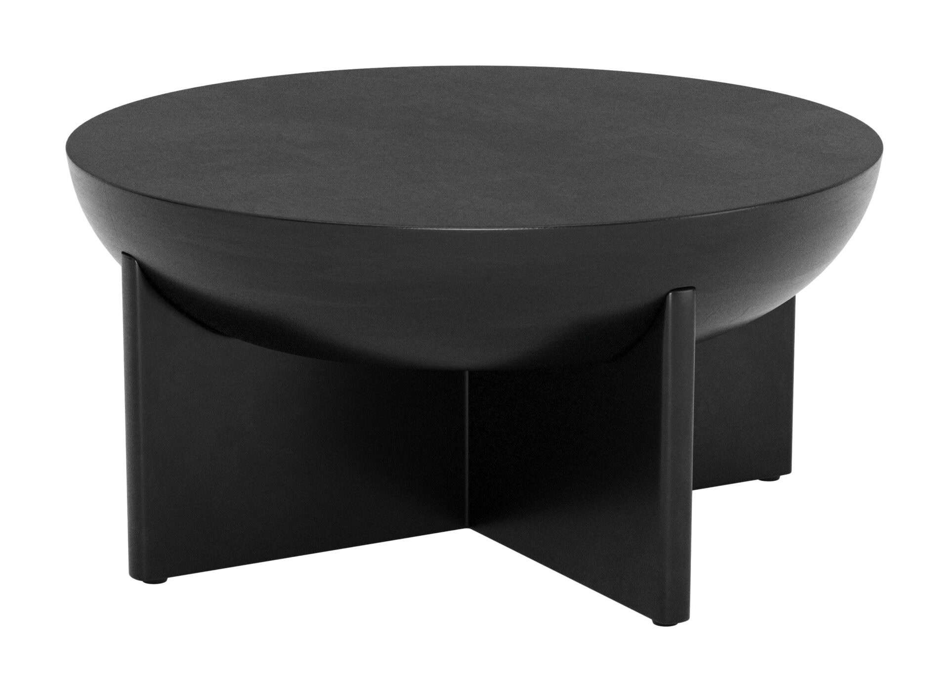 Black Mango Wood Coffee Table with Round Top and Rubber Feet 3 Black Mango Wood Coffee Table with Round Top and Rubber Feet - Image 3