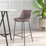 Mid-Century Modern Faux Leather Barstool with Black Steel Frame 10 Mid-Century Modern Faux Leather Barstool with Black Steel Frame