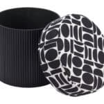 Black and White Storage Ottoman with Hidden Compartment and Wooden Legs