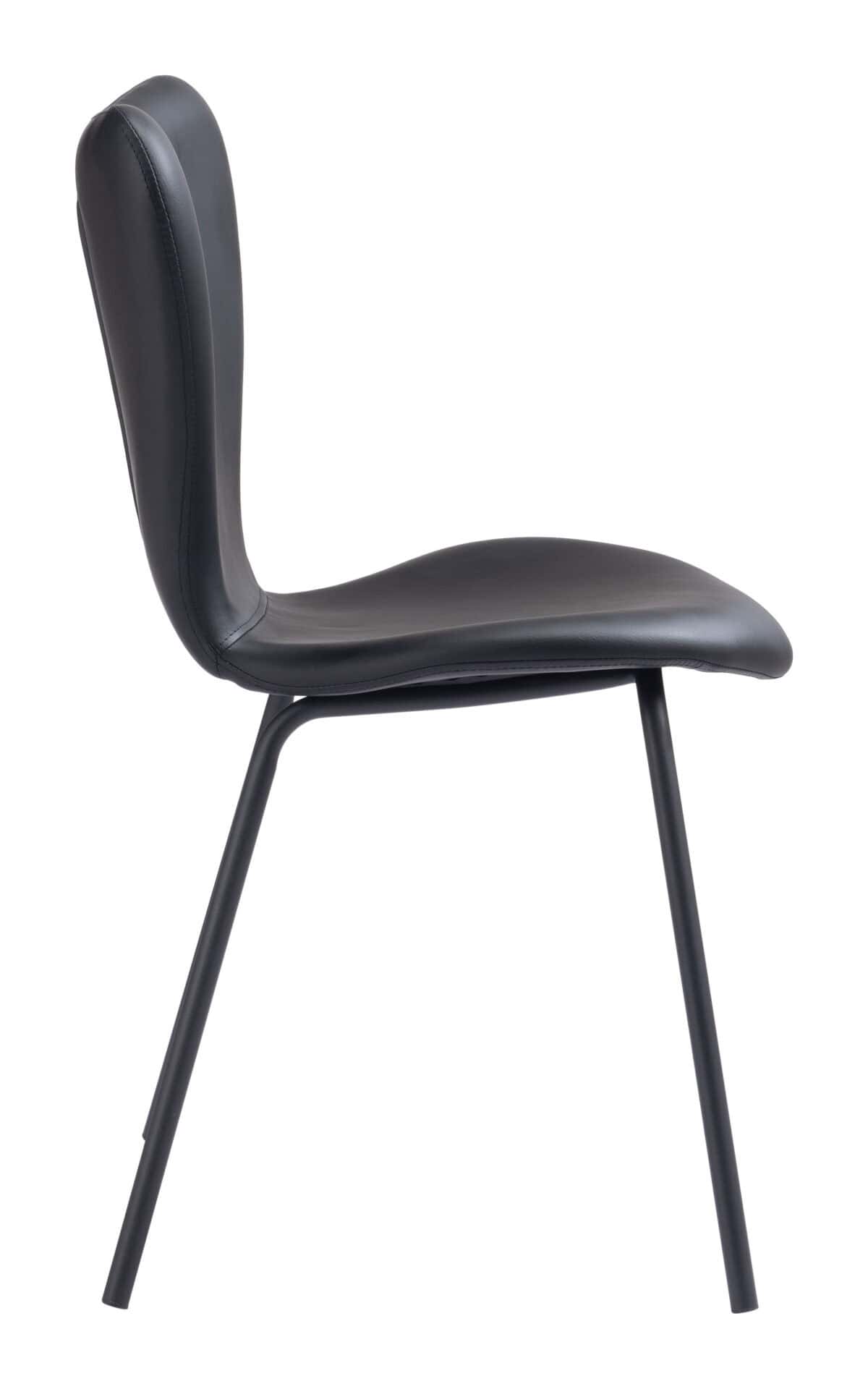Mid-Century Modern Black Faux Leather Dining Chairs (Set of 2) 4 Mid-Century Modern Black Faux Leather Dining Chairs (Set of 2) - Image 4