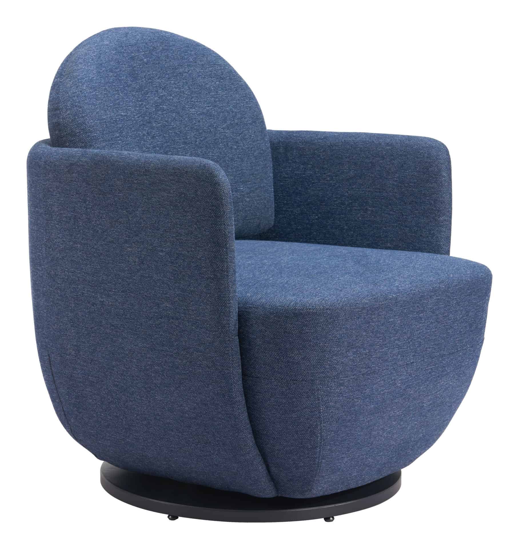Blue Swivel Chair with Boucle Fabric and 360-Degree Base 6 Blue Swivel Chair with Boucle Fabric and 360-Degree Base - Image 6