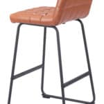 Brown Tufted Bar Stool with Steel Frame and Footrest (Set of 2)