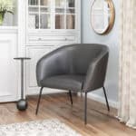Boho Chic Faux Leather Accent Chair with Steel Legs Vintage Gray 12 Boho Chic Faux Leather Accent Chair with Steel Legs Vintage Gray