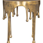 Antique Brass Deco-Inspired Round Side Table with Steel Frame 9 Antique Brass Deco-Inspired Round Side Table with Steel Frame