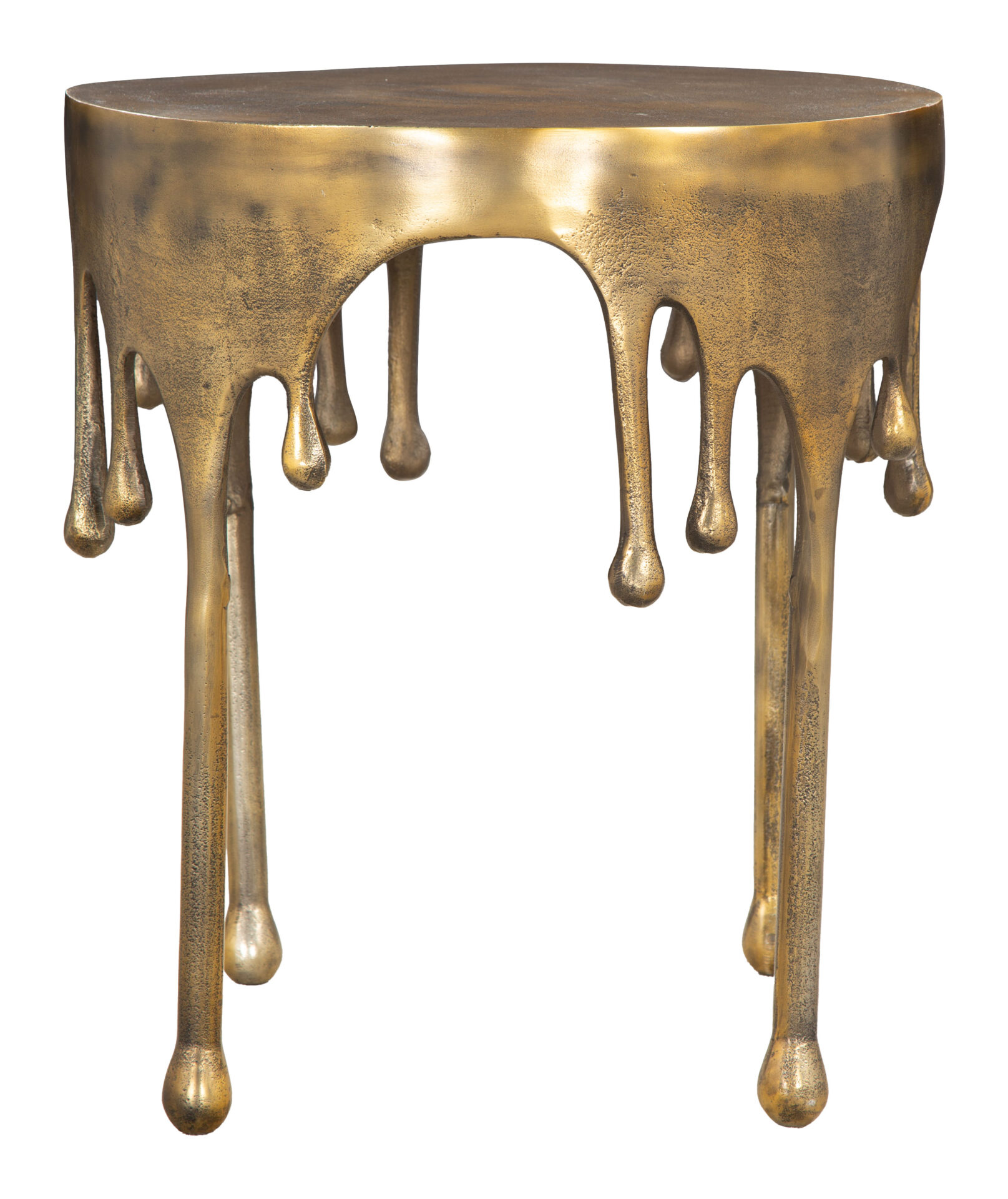 Antique Brass Deco-Inspired Round Side Table with Steel Frame 3 Antique Brass Deco-Inspired Round Side Table with Steel Frame - Image 3