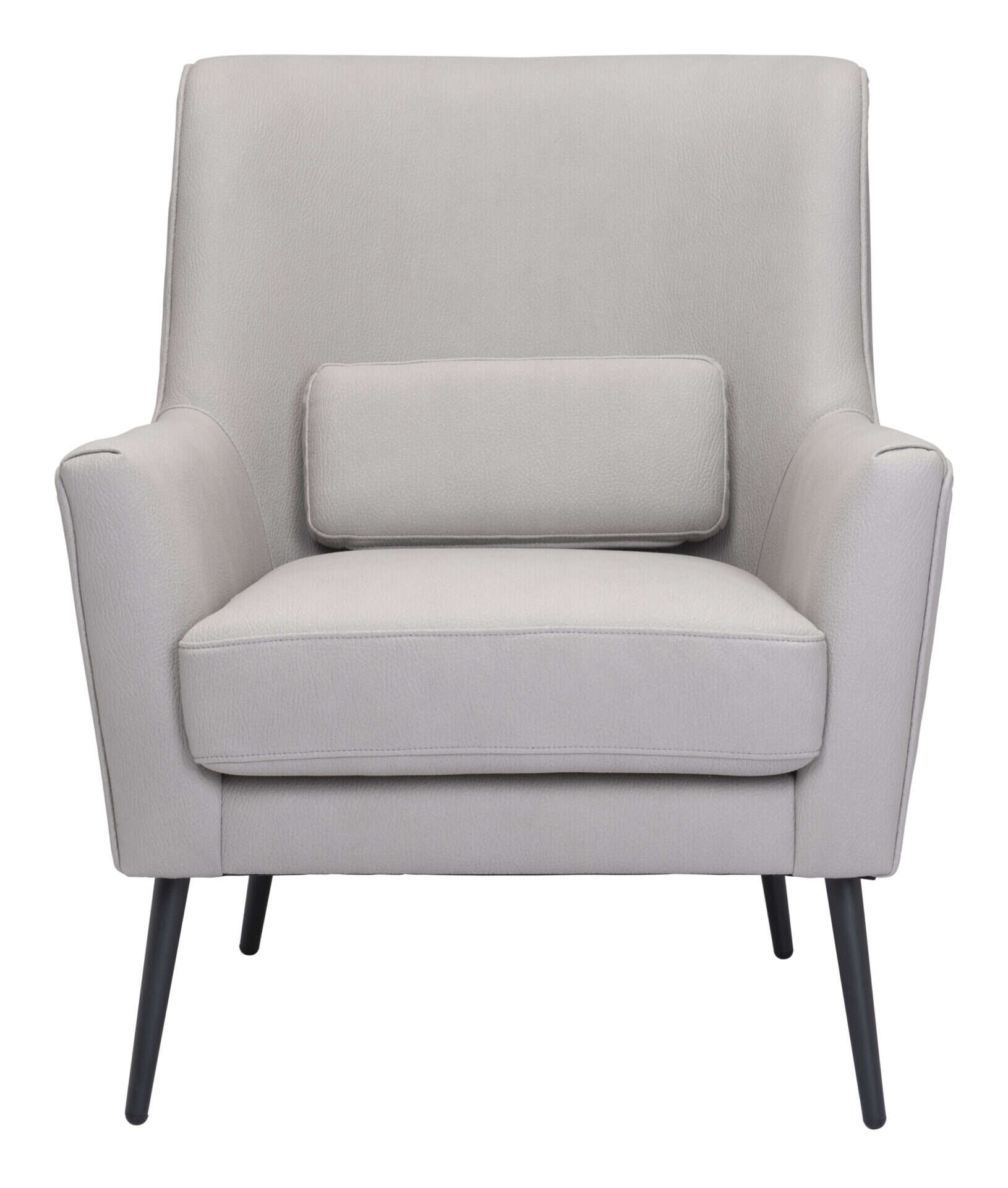 Boho Chic Gray Accent Chair with Faux Leather and Steel Legs 4 Boho Chic Gray Accent Chair with Faux Leather and Steel Legs - Image 4