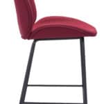 Red Faux Leather Counter Stool with Black Steel Legs