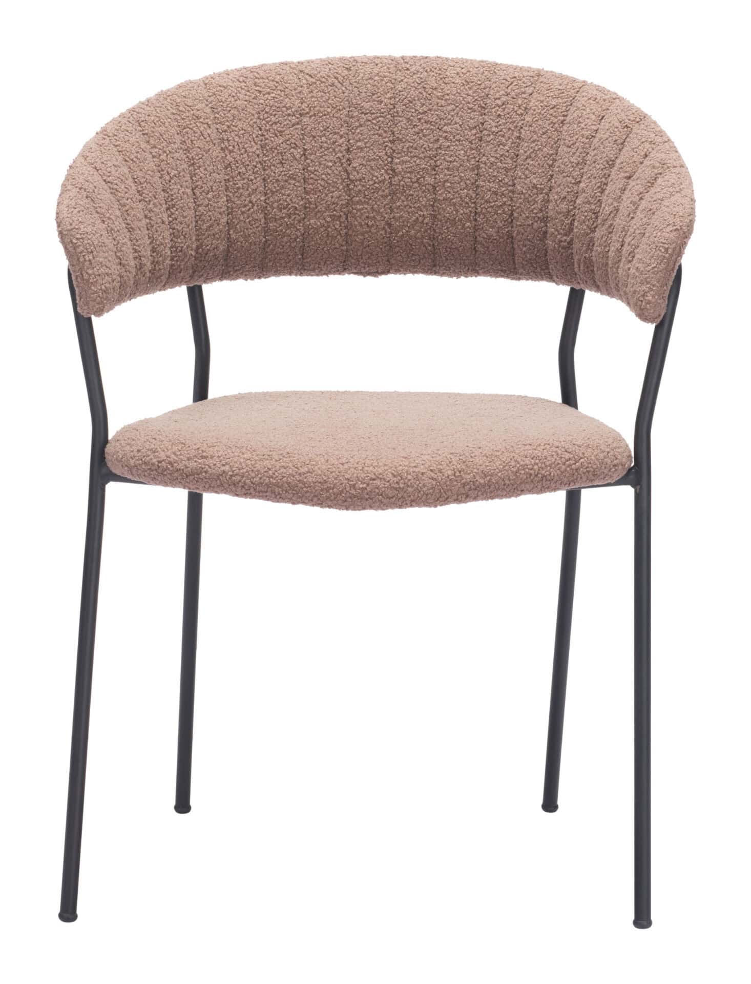 Mid-Century Modern Shearling Dining Chair with Armrests Brown (Set of 2) 6 Mid-Century Modern Shearling Dining Chair with Armrests Brown (Set of 2) - Image 6