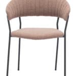 Mid-Century Modern Shearling Dining Chair with Armrests Brown (Set of 2) 16 Mid-Century Modern Shearling Dining Chair with Armrests Brown (Set of 2)