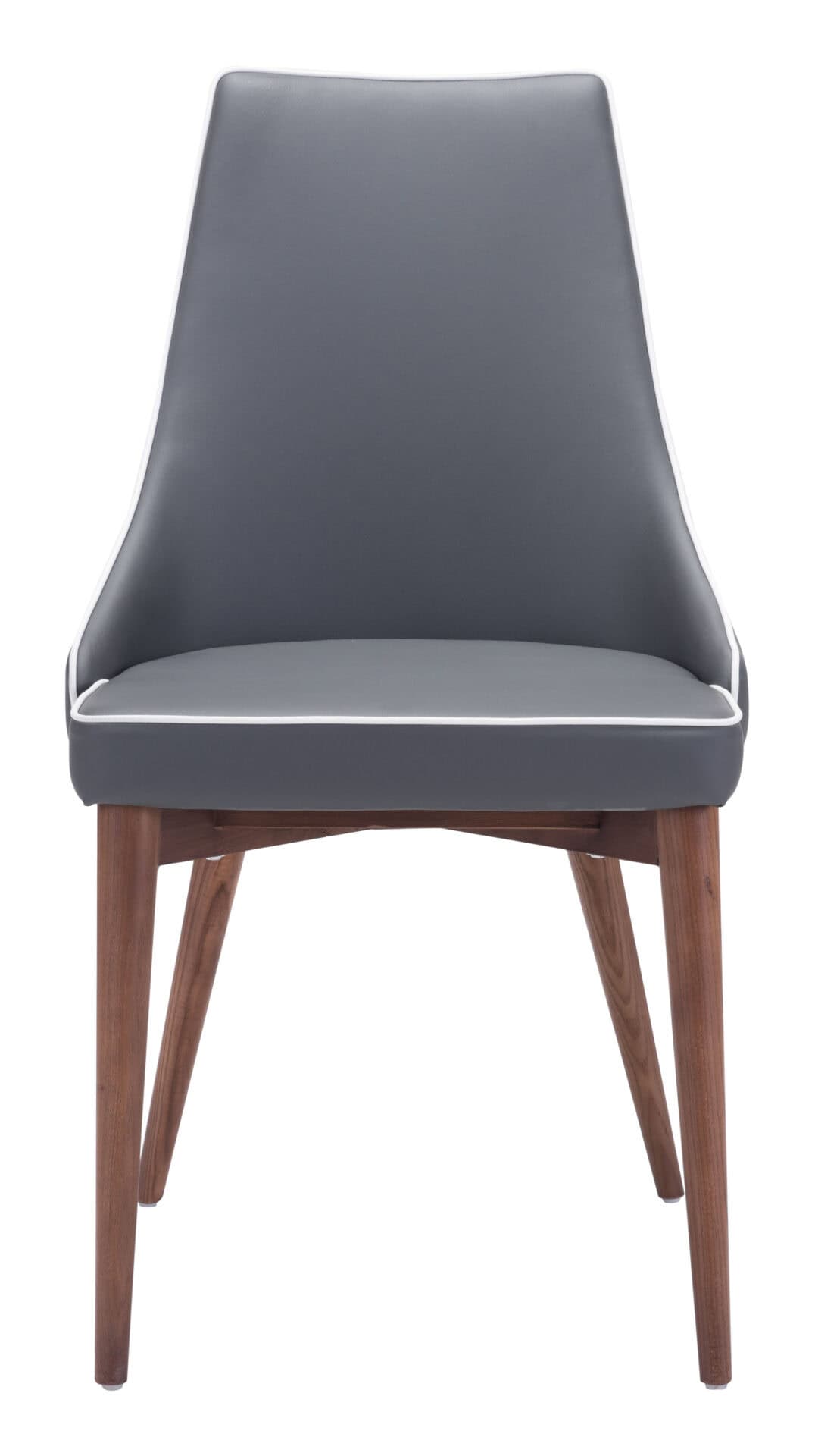 Slim Wing Back Dining Chairs in Dark Gray with Walnut Legs (Set of 2) 4 Slim Wing Back Dining Chairs in Dark Gray with Walnut Legs (Set of 2) - Image 4