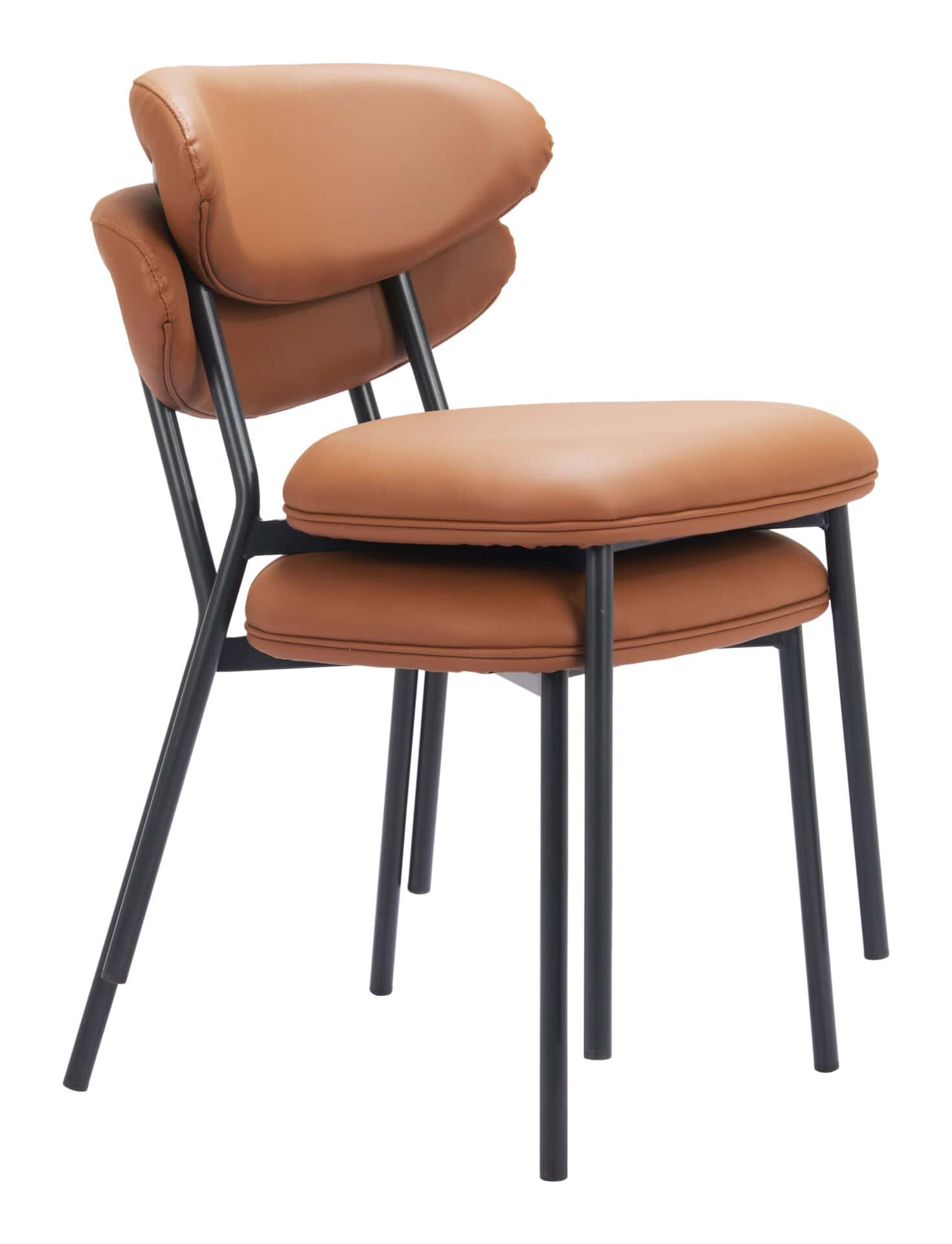 Modern Faux Leather Dining Chair with Steel Frame (Set of 2) 7 Modern Faux Leather Dining Chair with Steel Frame (Set of 2) - Image 7